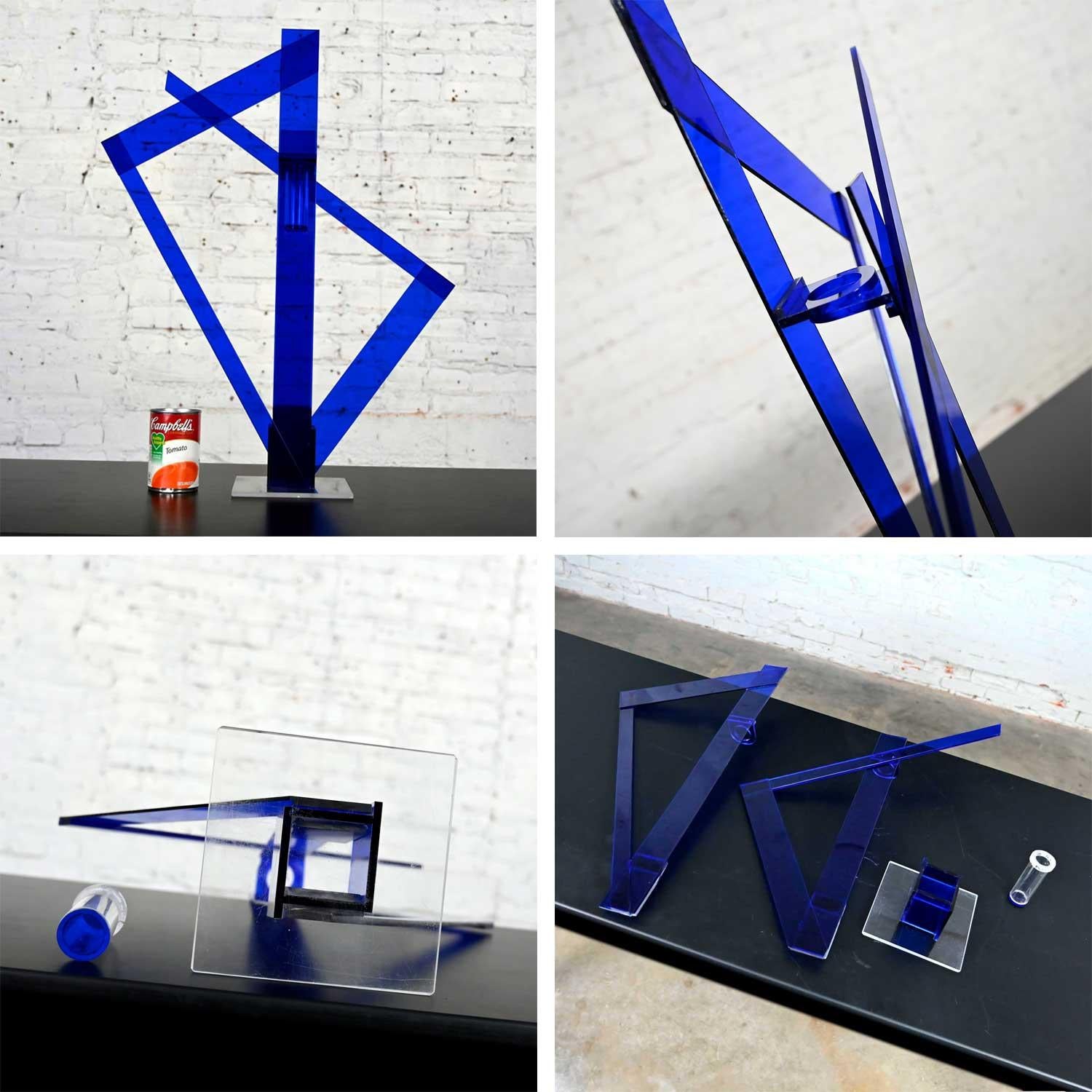 Postmodern Cobalt Blue Plexiglass Abstract Vase or Sculpture For Sale 6