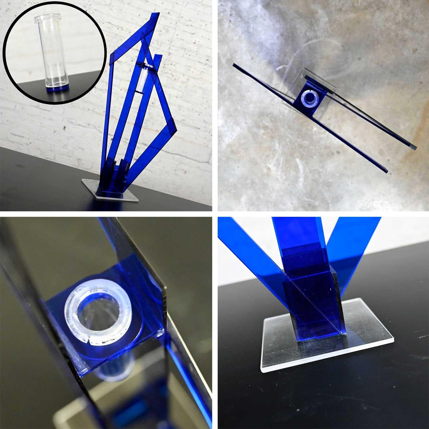 Postmodern Cobalt Blue Plexiglass Abstract Vase or Sculpture For Sale 8