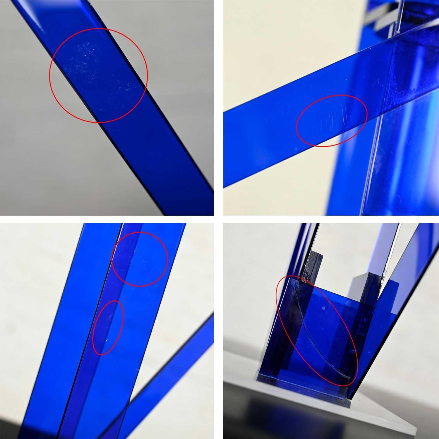 Postmodern Cobalt Blue Plexiglass Abstract Vase or Sculpture For Sale 9