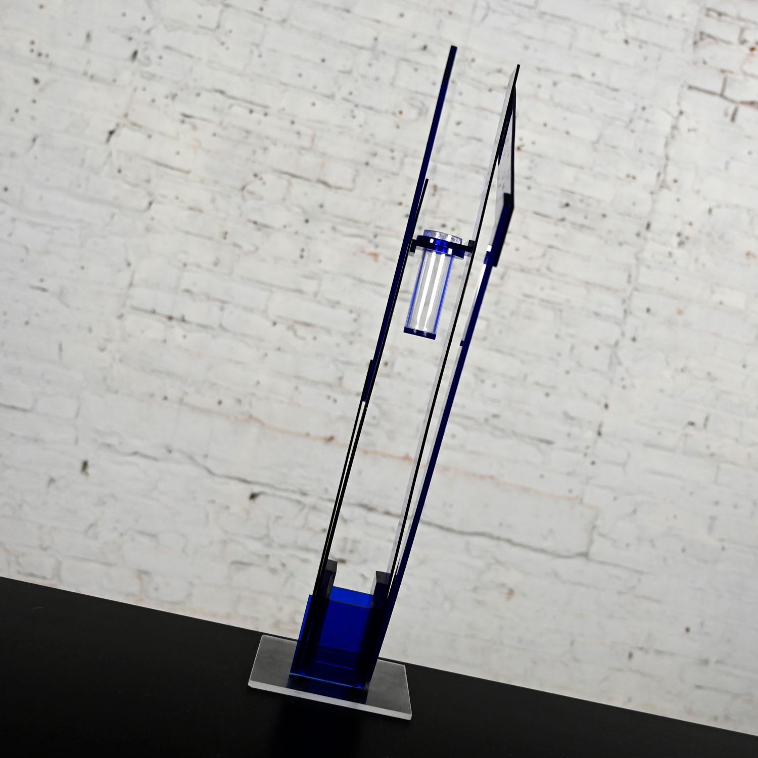 20th Century Postmodern Cobalt Blue Plexiglass Abstract Vase or Sculpture For Sale