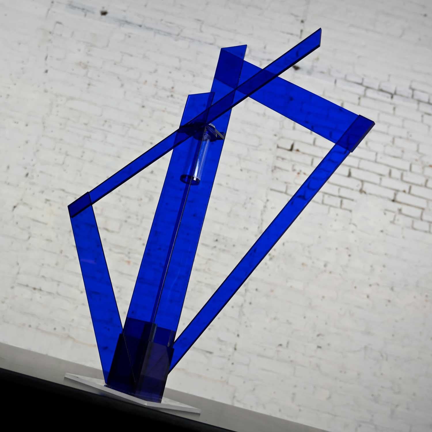 Postmodern Cobalt Blue Plexiglass Abstract Vase or Sculpture For Sale 2