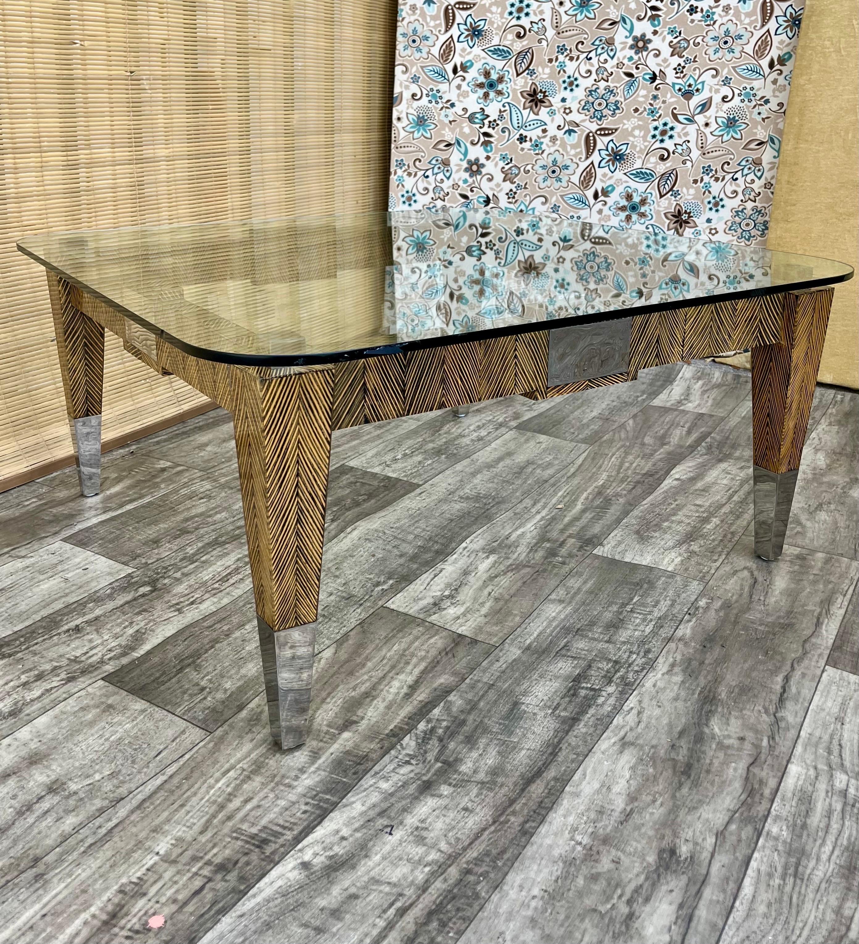Table basse postmoderne Coco Wood Glass Top par Robb & Stucky. Circa 1990 en vente 9