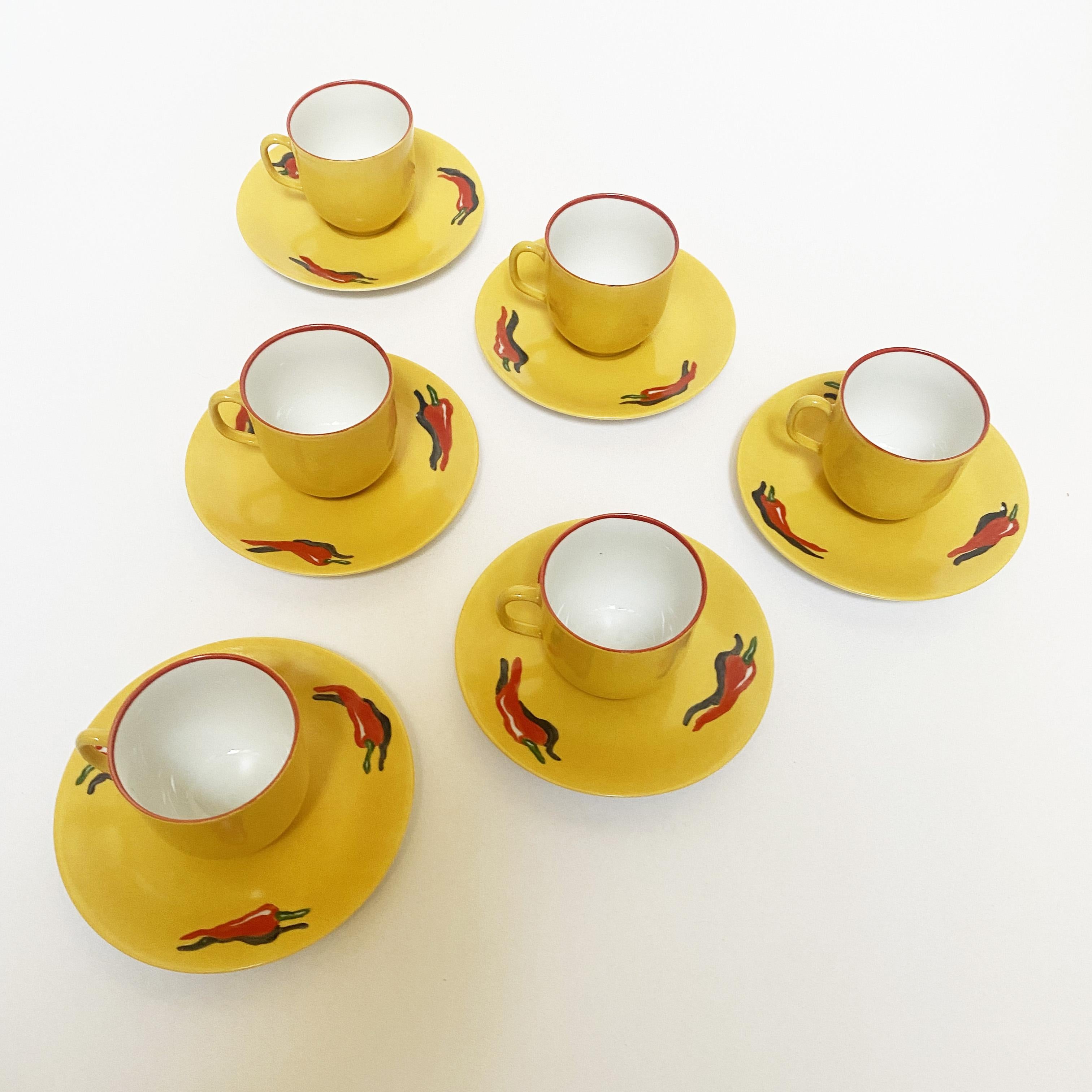 French Postmodern Coffee Cup Set 