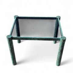 Postmodern Coffee or Side Table, Metal & Smoked Glass, USA, c.1980s