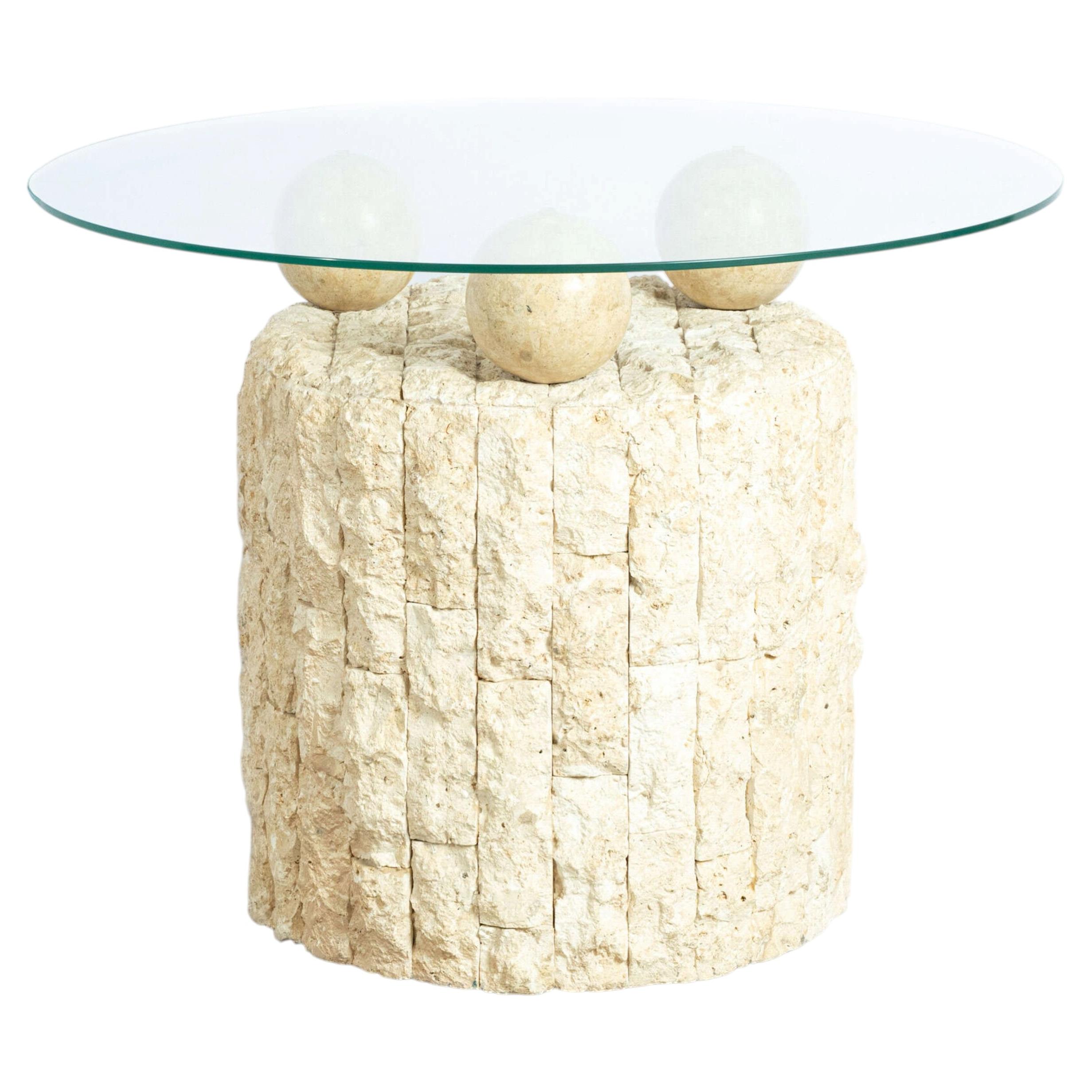 Postmodern Coffee Table by Magnusse Ponte, Mactan Stone Base, 1980