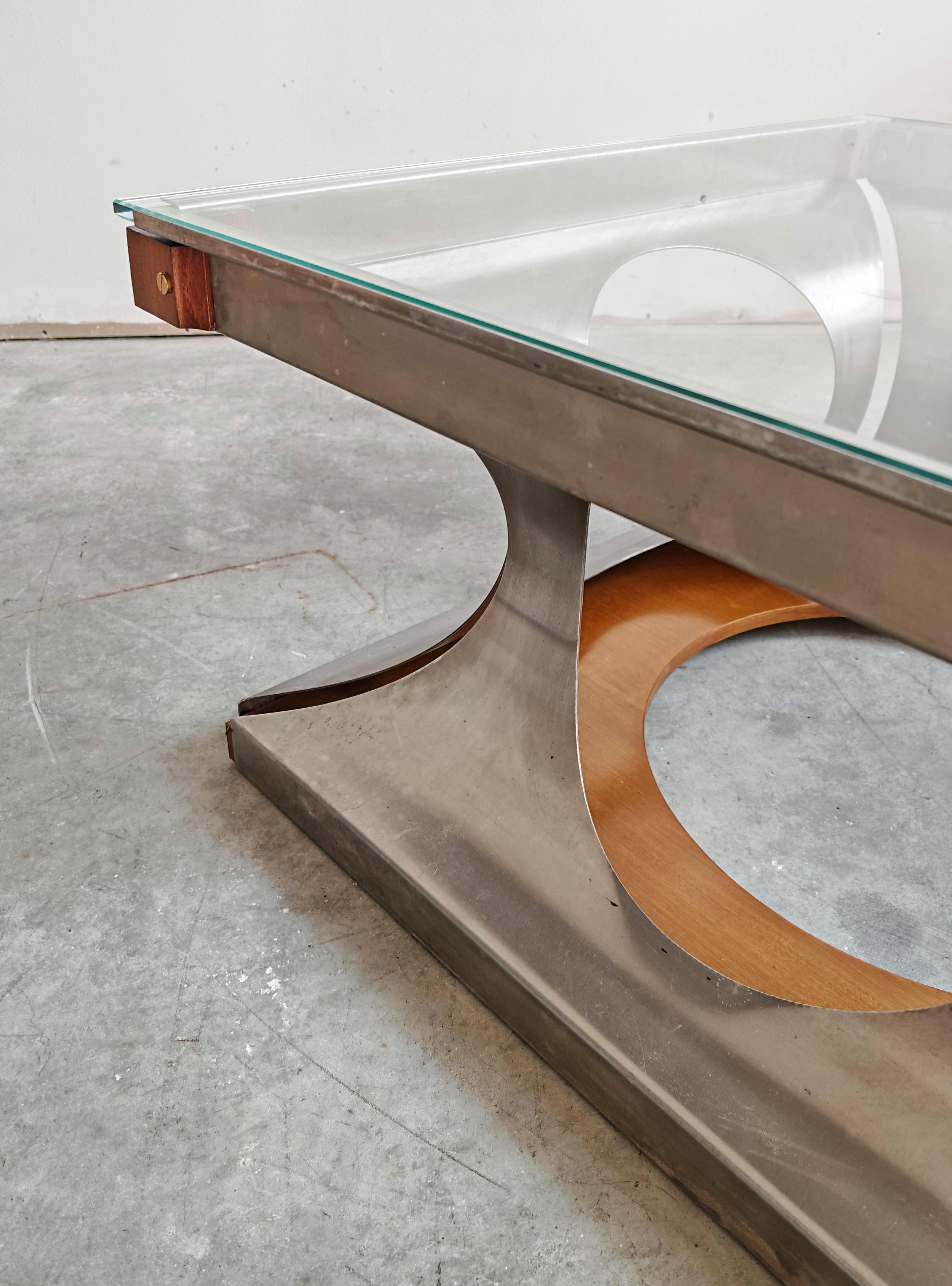 Steel Postmodern Coffee Table designed by Francois Monnet for Kappa, France 1970s For Sale
