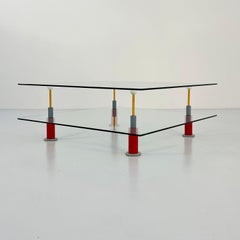 Postmodern Coffee Table in Glass, 1980s