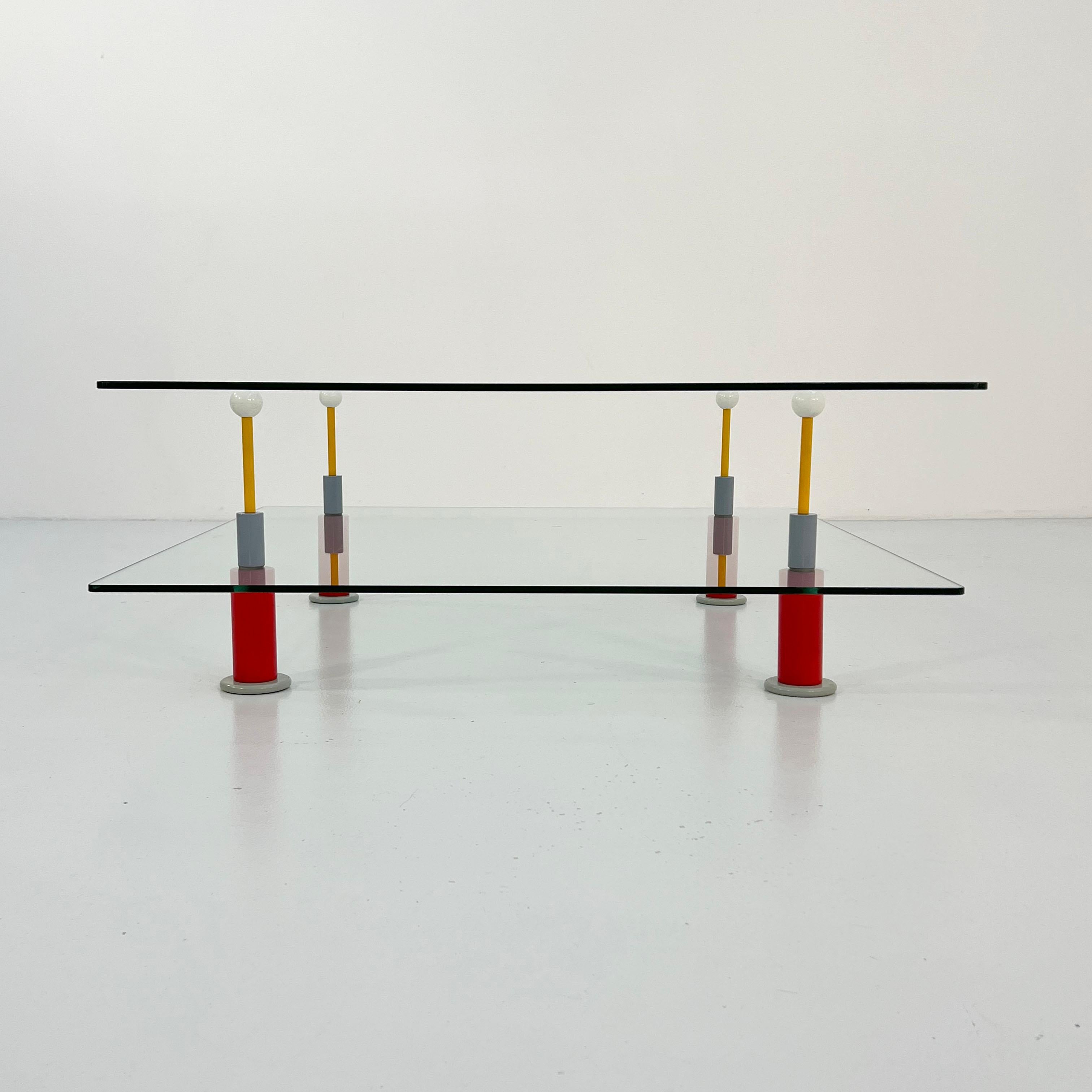 Postmodern Coffee Table in Glass, 1980s For Sale at 1stDibs