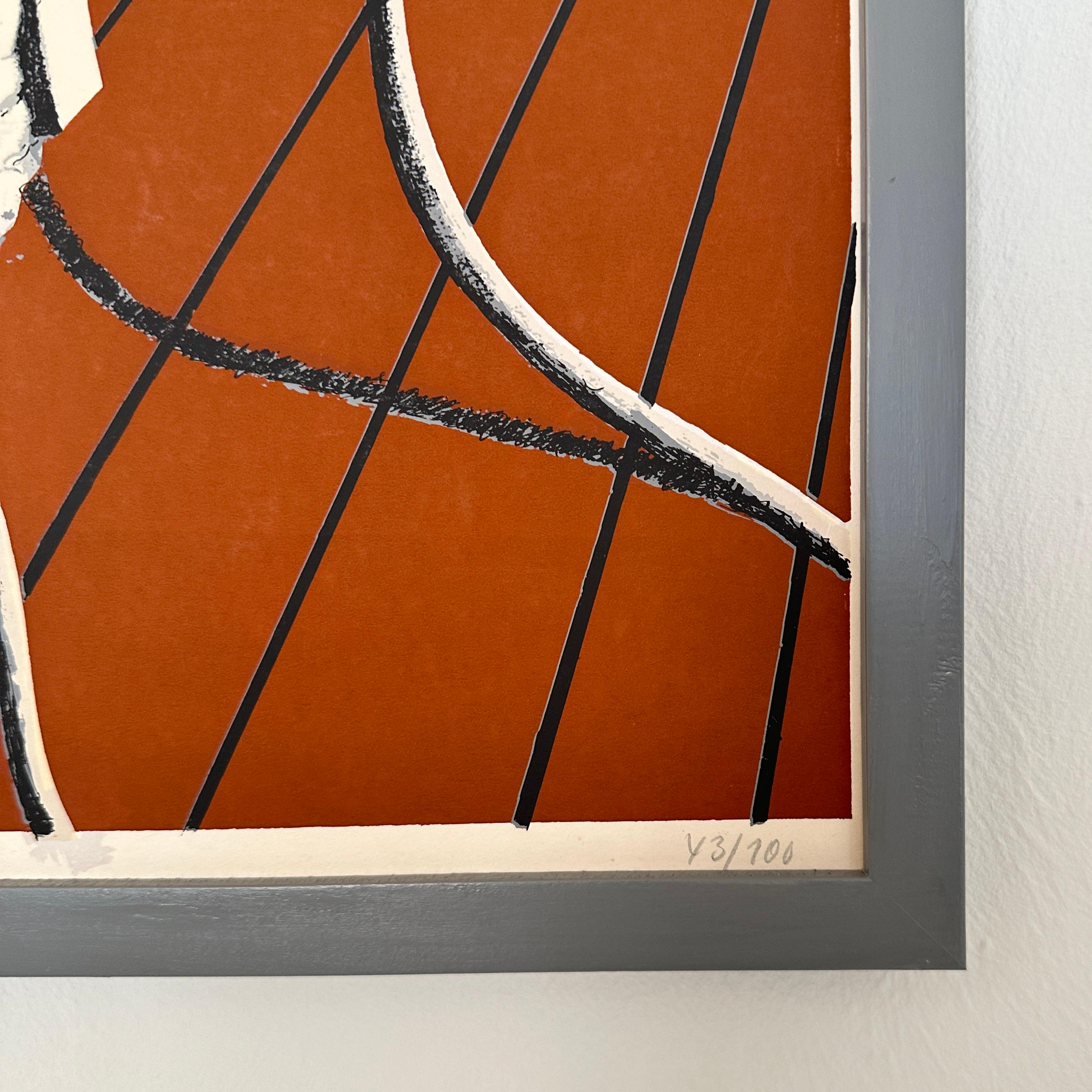 Postmoderne Farbkomposition, Lithographie, gerahmt, um 1981 im Zustand „Gut“ im Angebot in Berlin, DE