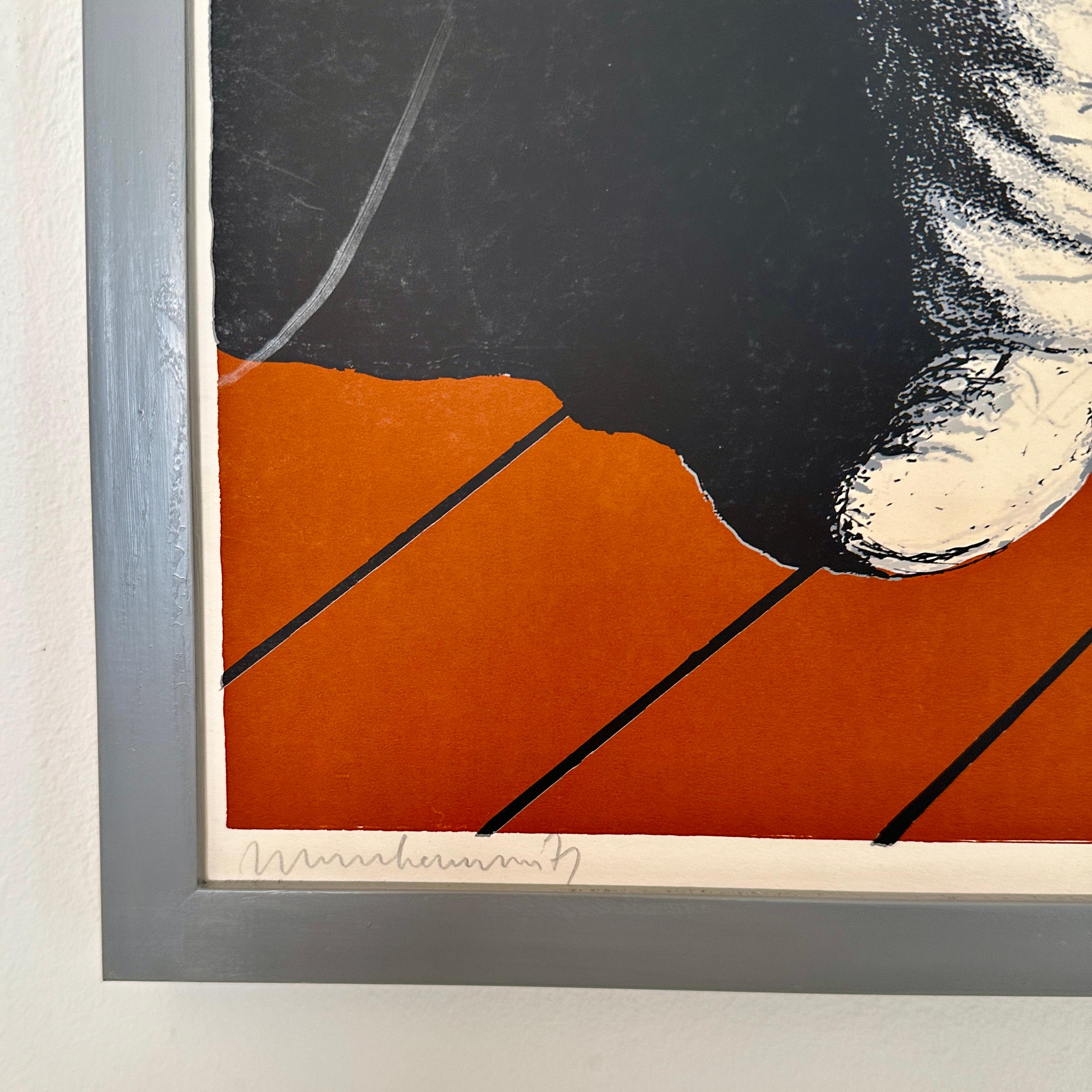 Postmoderne Farbkomposition, Lithographie, gerahmt, um 1981 (Ende des 20. Jahrhunderts) im Angebot