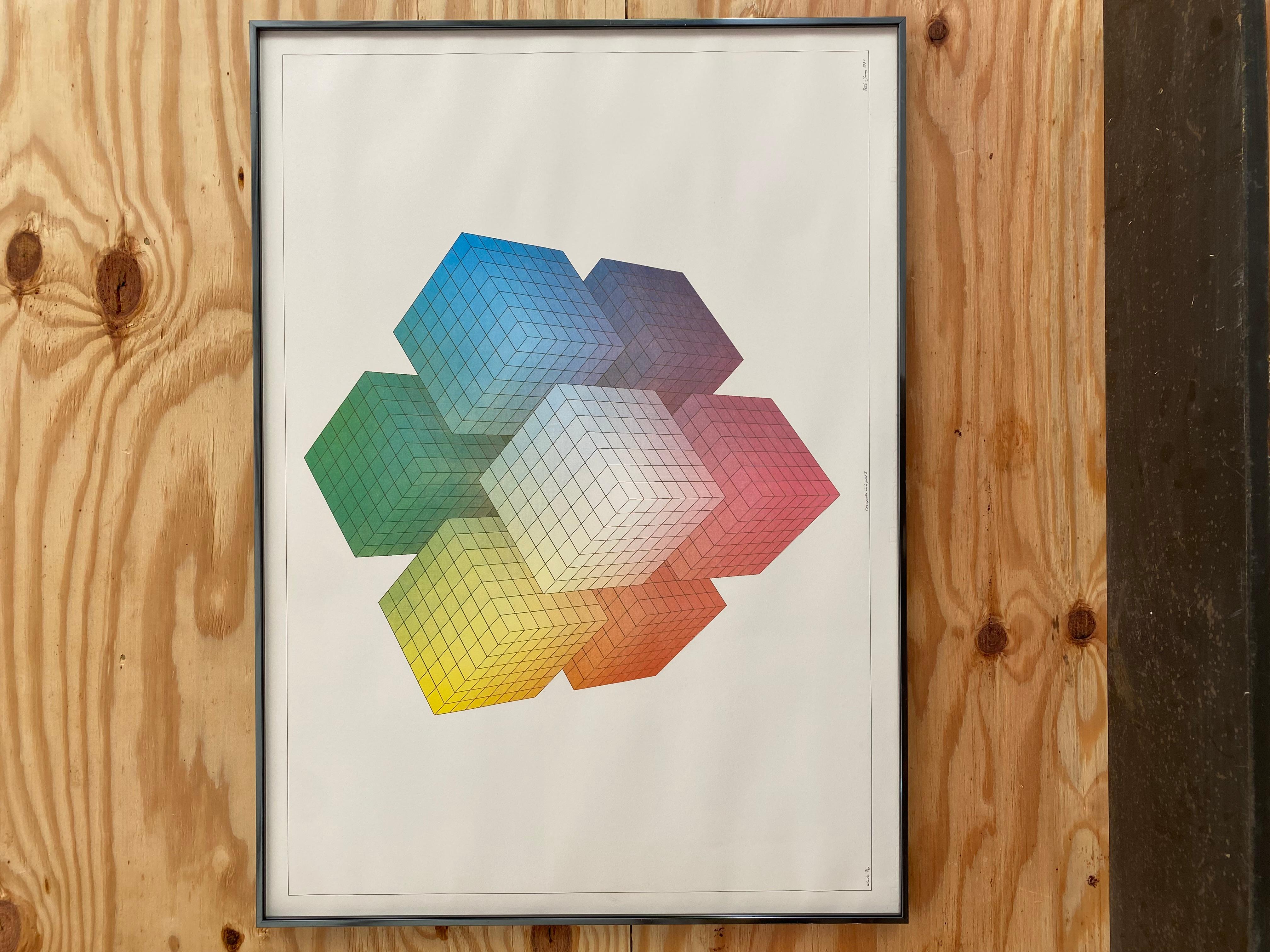 Postmoderne bunte Würfellithographie (1981) im Angebot 12