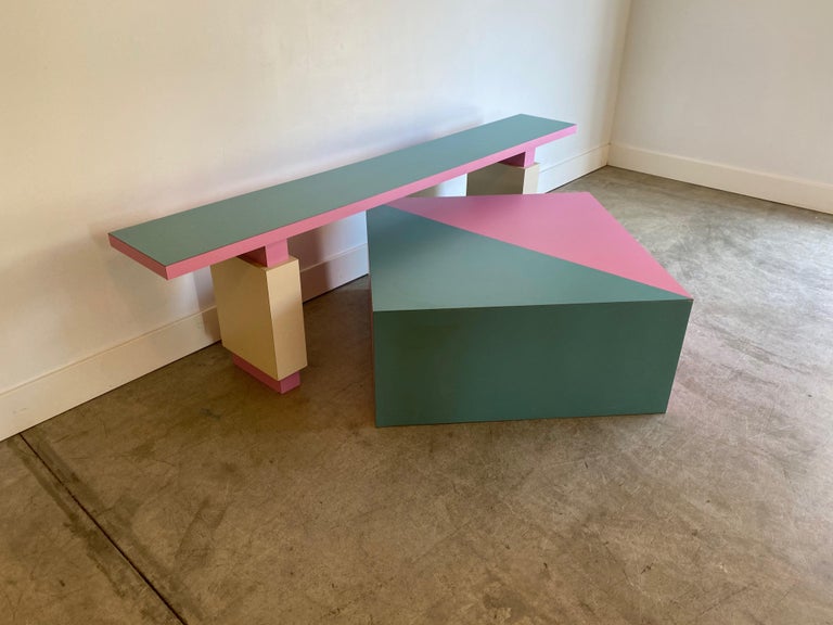 Postmodern Console Sofa Table Custom Made For Sale 7