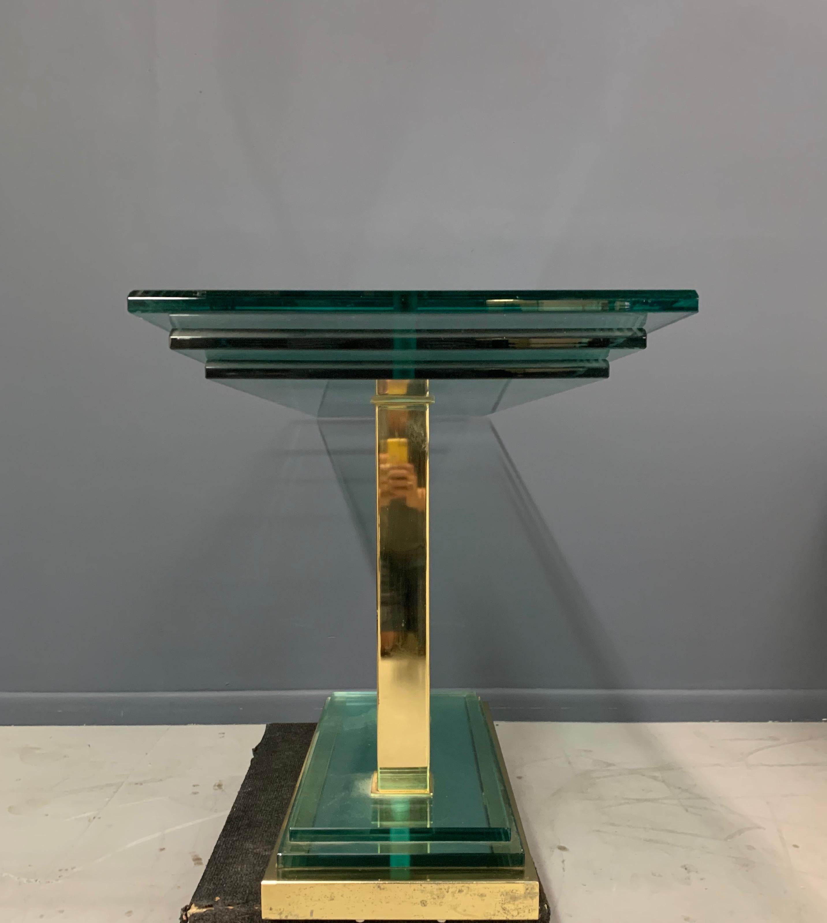 Style of Fontana Arte 1990s Postmodern Console Table in Glass and Brass  For Sale 3