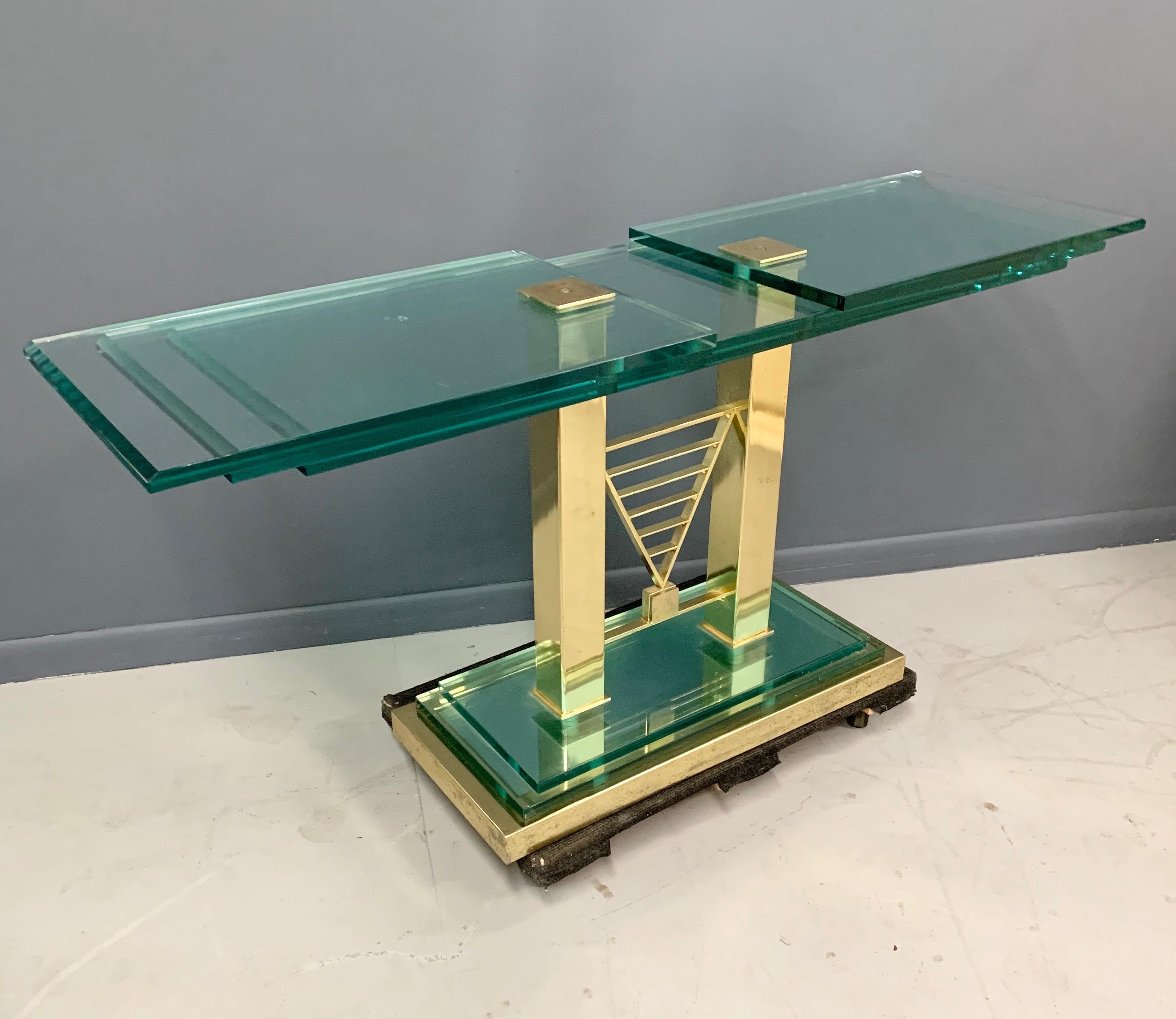 Post-Modern Postmodern Console Table in Glass and Brass by DIA For Sale