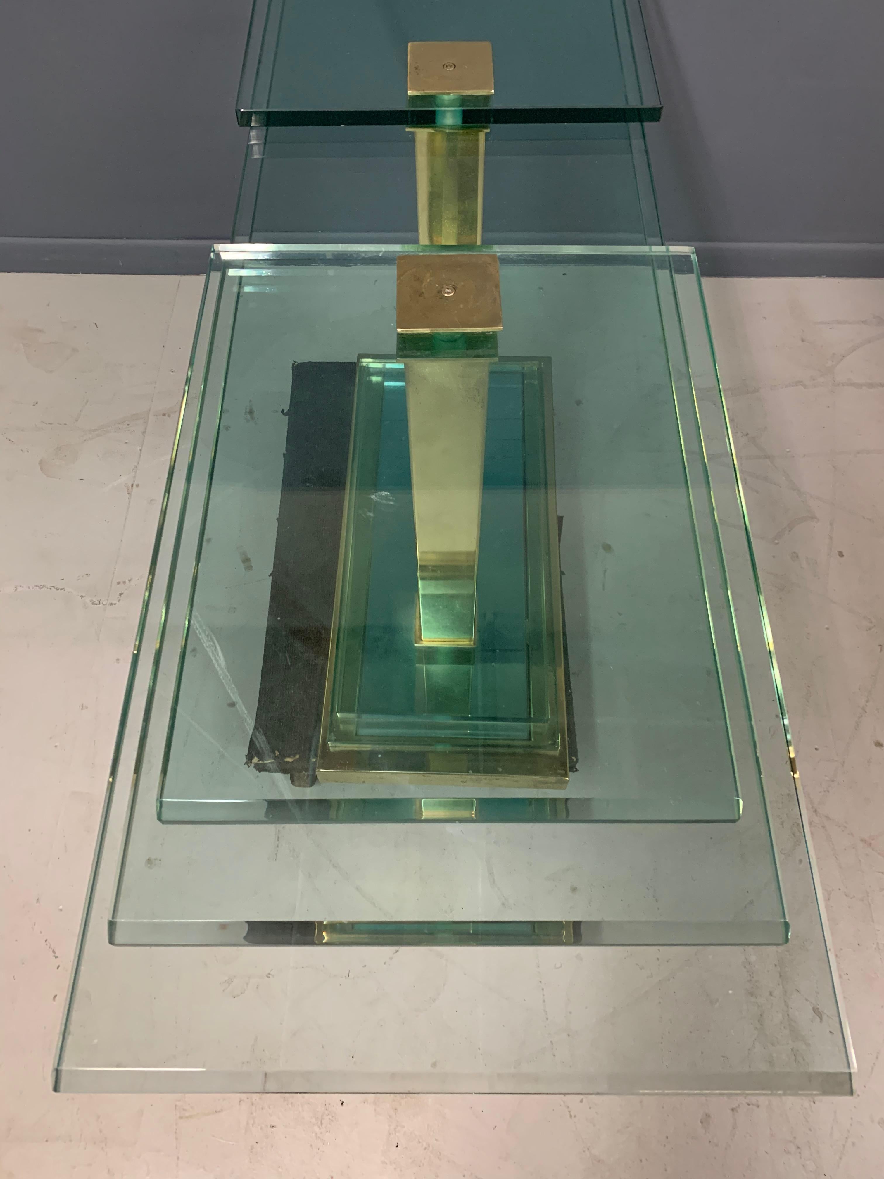 North American Postmodern Console Table in Glass and Brass by DIA For Sale