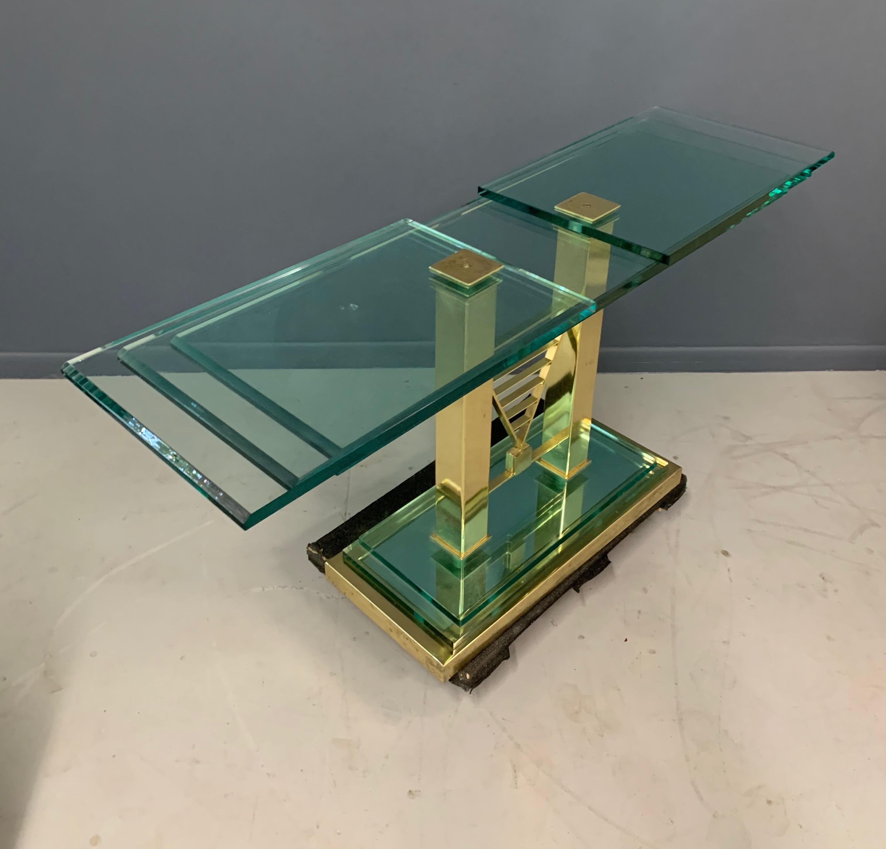 Postmodern Console Table in Glass and Brass by DIA For Sale 1