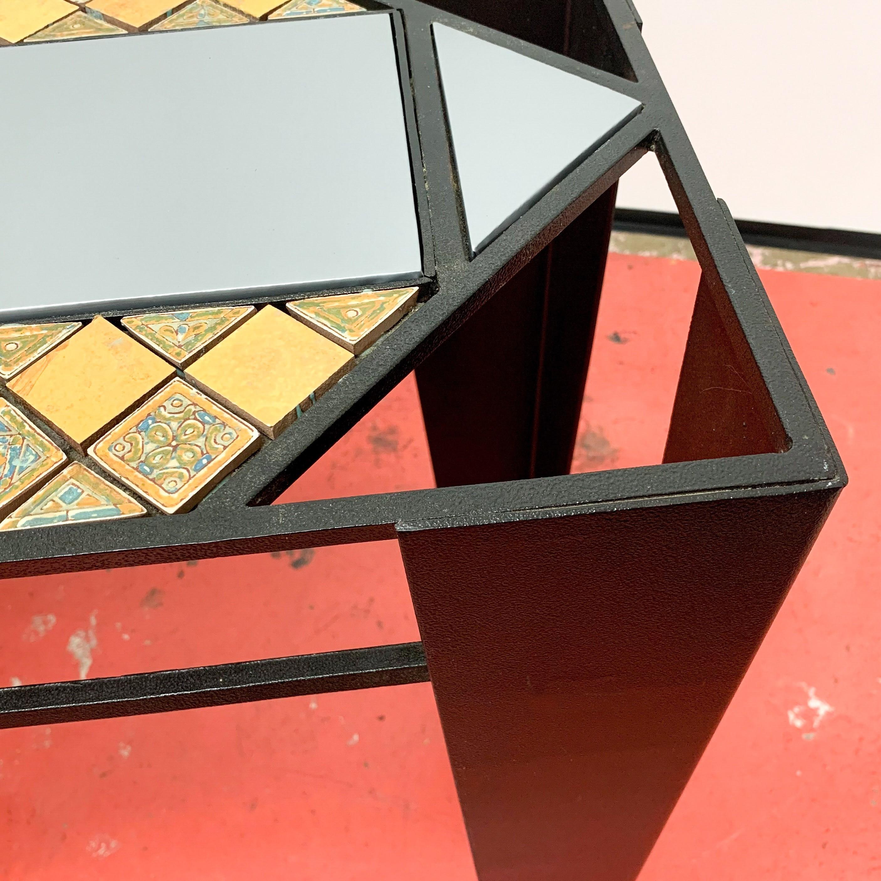 Postmodern Console Table in PVC with Glass & Tiled Top, British, c1990s In Good Condition For Sale In London, GB