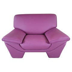 Postmodern Contemporary Plum Leather Oversized Lounge Club Chair