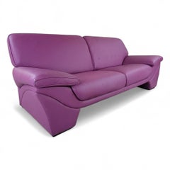 Postmodern Contemporary Plum Leather Sofa