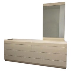 Postmodern Contemporary Rougier Lacquer Dresser and Pop Up Vanity Desk Mirror