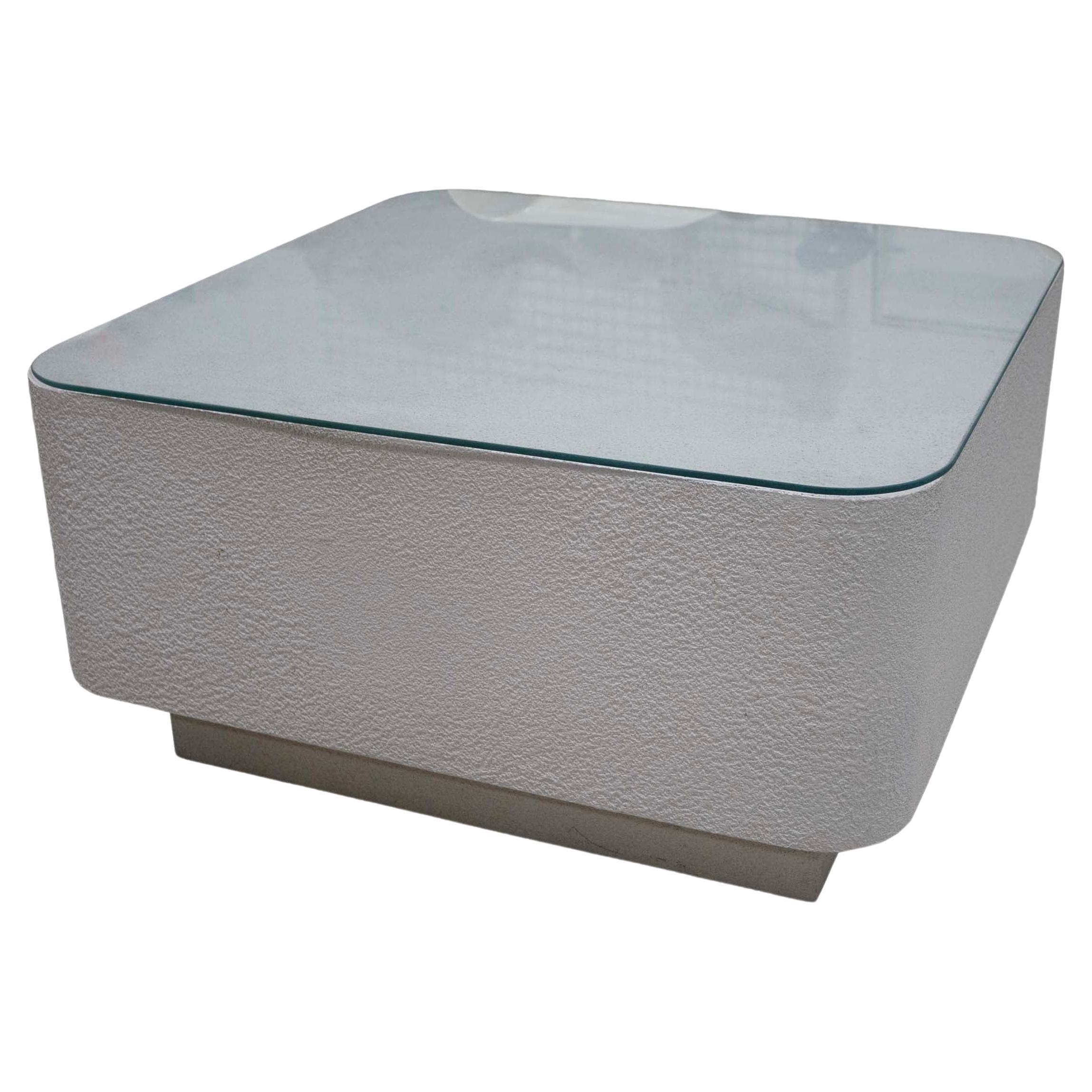 Postmodern Cream Lacquer Laminate Square Top Coffee Table With Gold ...
