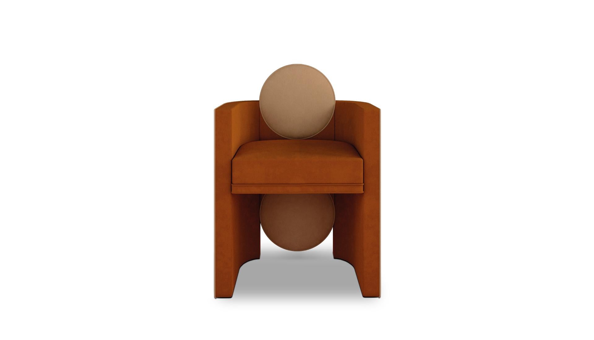 European Postmodern Cotton Velvet Mak Suh Muh Dining Chair Walnut Wood For Sale