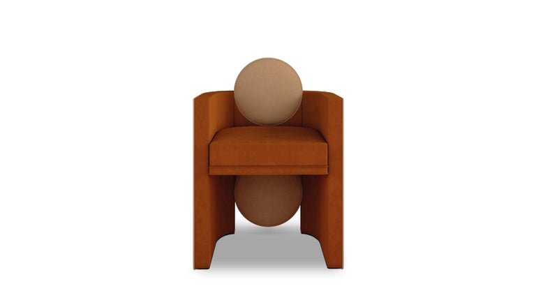 Contemporary Postmodern Cotton Velvet Mak Suh Muh Dining Chair Walnut Wood For Sale