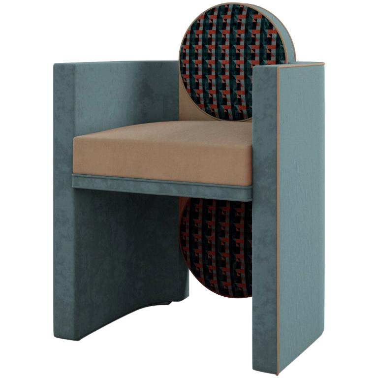 Postmodern Cotton Velvet Mak Suh Muh Dining Chair Walnut Wood