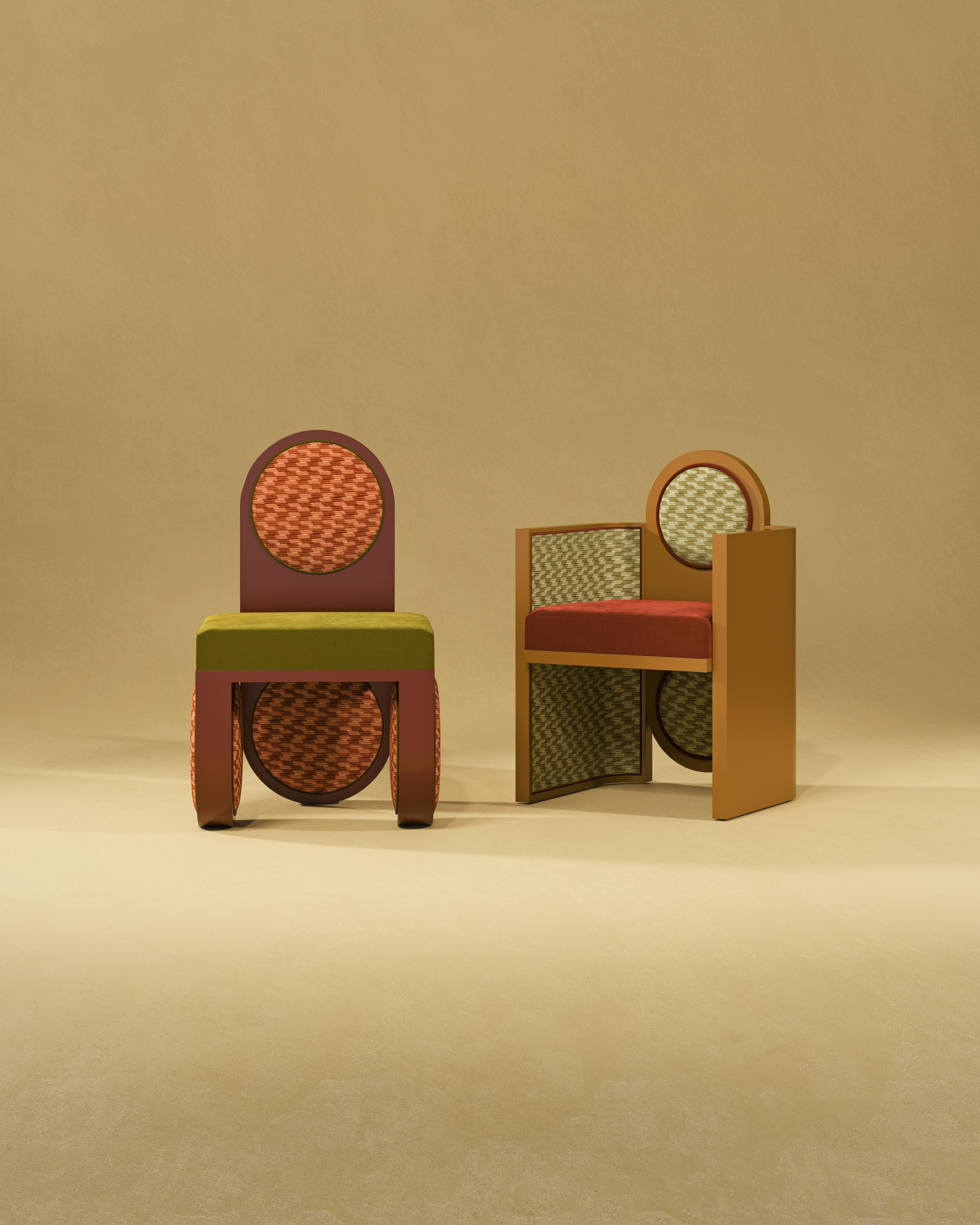 Postmodern Cotton Velvet Suh Muh Dining Chair Handmade in Portugal by Malabar For Sale 2