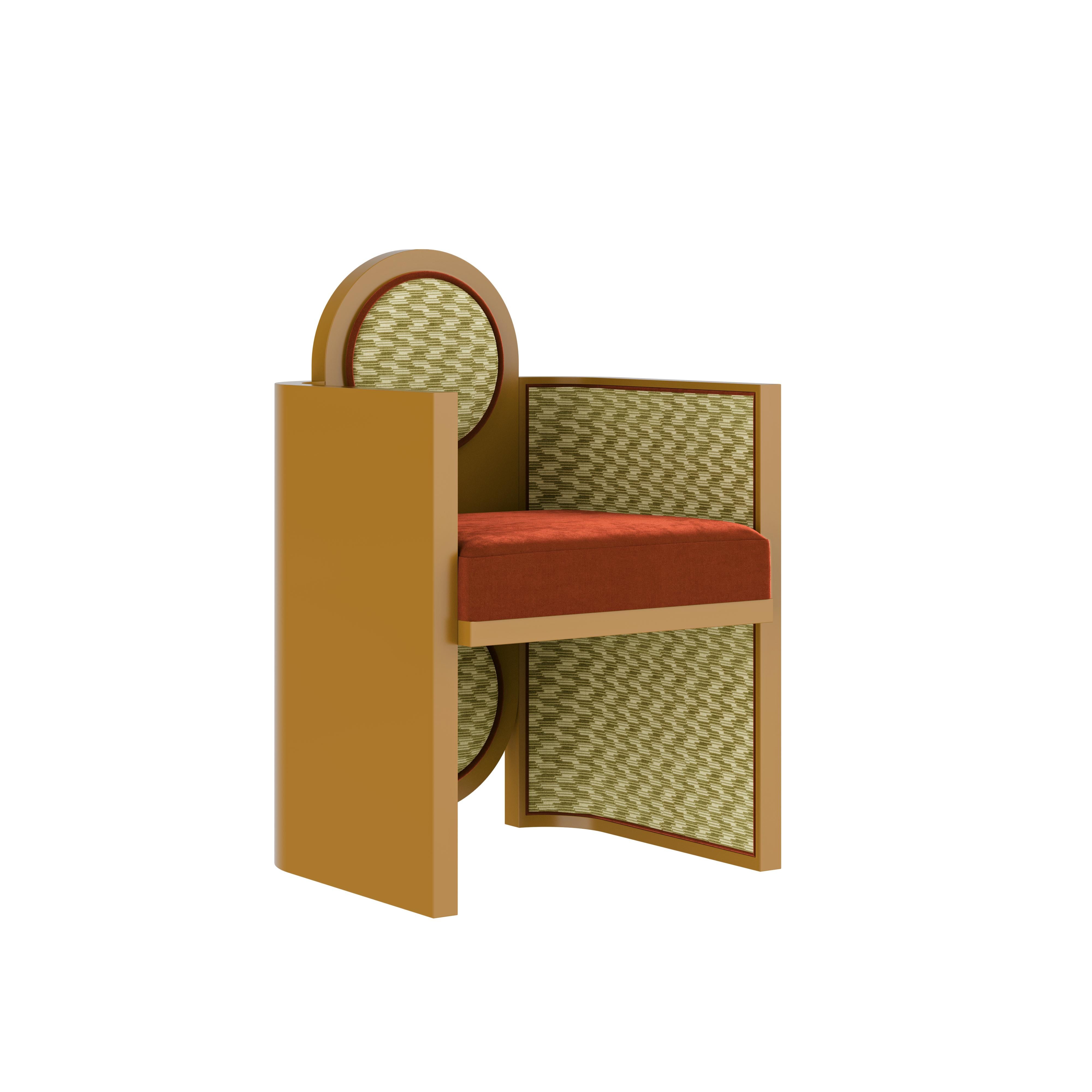 European Postmodern Cotton Velvet Suh Muh Dining Chair Handmade in Portugal by Malabar For Sale