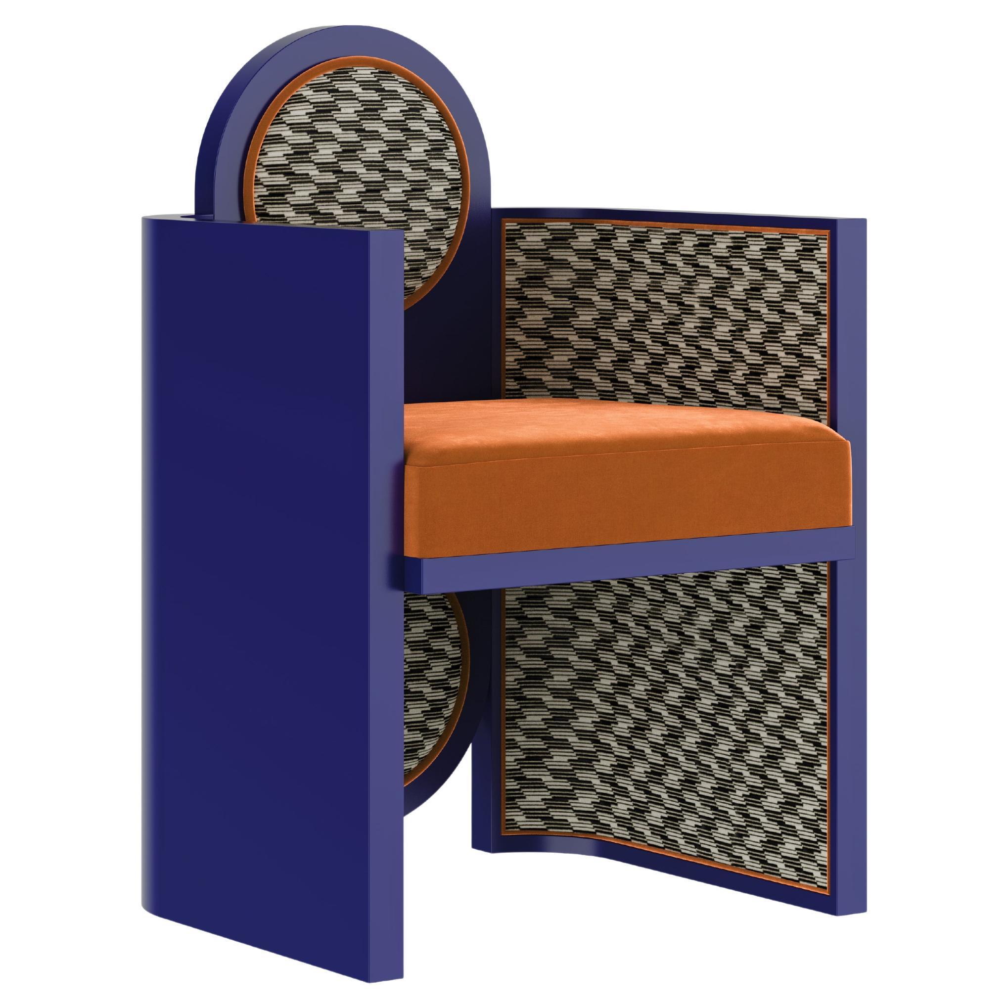 Postmodern Cotton Velvet Suh Muh Dining Chair Handmade in Portugal by Malabar