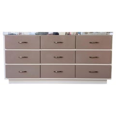 Used Postmodern Cream and Taupe Lacquer Laminate Lowboy Dresser, 1980s