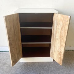 Postmodern Cream and Wood Grain Laminate Cabinet
