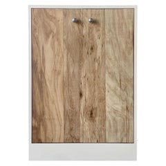 Postmodern Cream and Wood Grain Laminate Cabinet