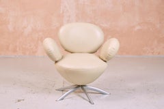 Postmodern Cream Balloon Lounge Swivel Chair, 1990s