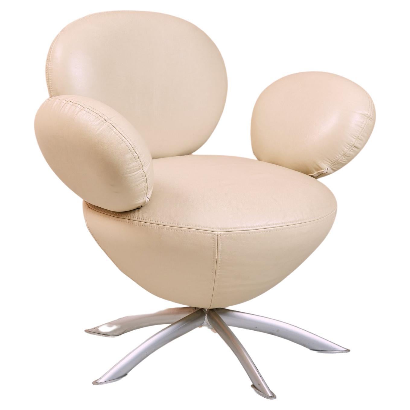 Chaise pivotante postmoderne Balloon Lounge crème, années 1990