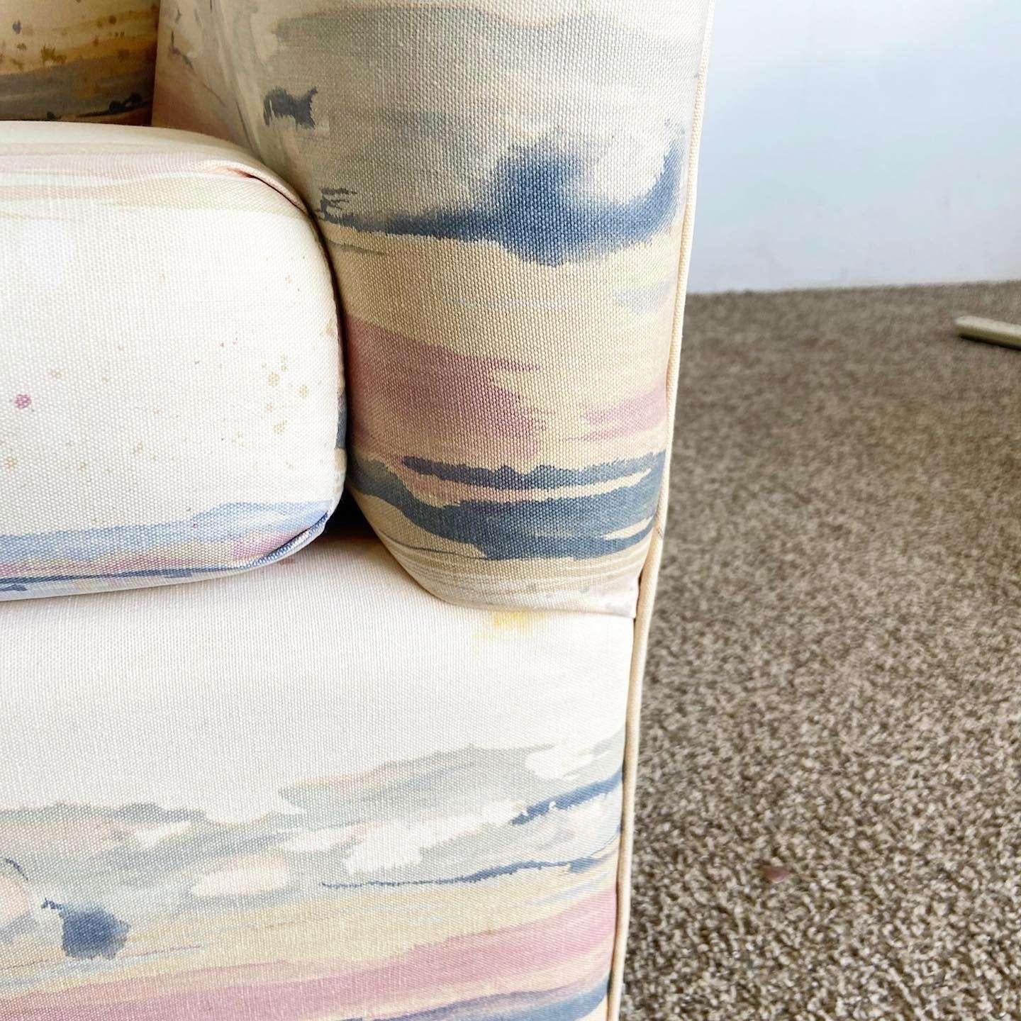 Tissu Fauteuil pivotant postmoderne bleu crème et rose