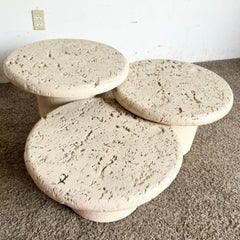 Postmodern Cream Faux Coral Circular Mushroom Nesting Tables - Set of 3