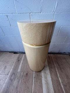 Postmodern Cream Goatskin Clad Cylinder Pedestal or Column Karl Springer Style