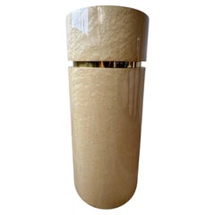 Postmodern Cream Goatskin Clad Cylinder Pedestal or Column Karl Springer Style