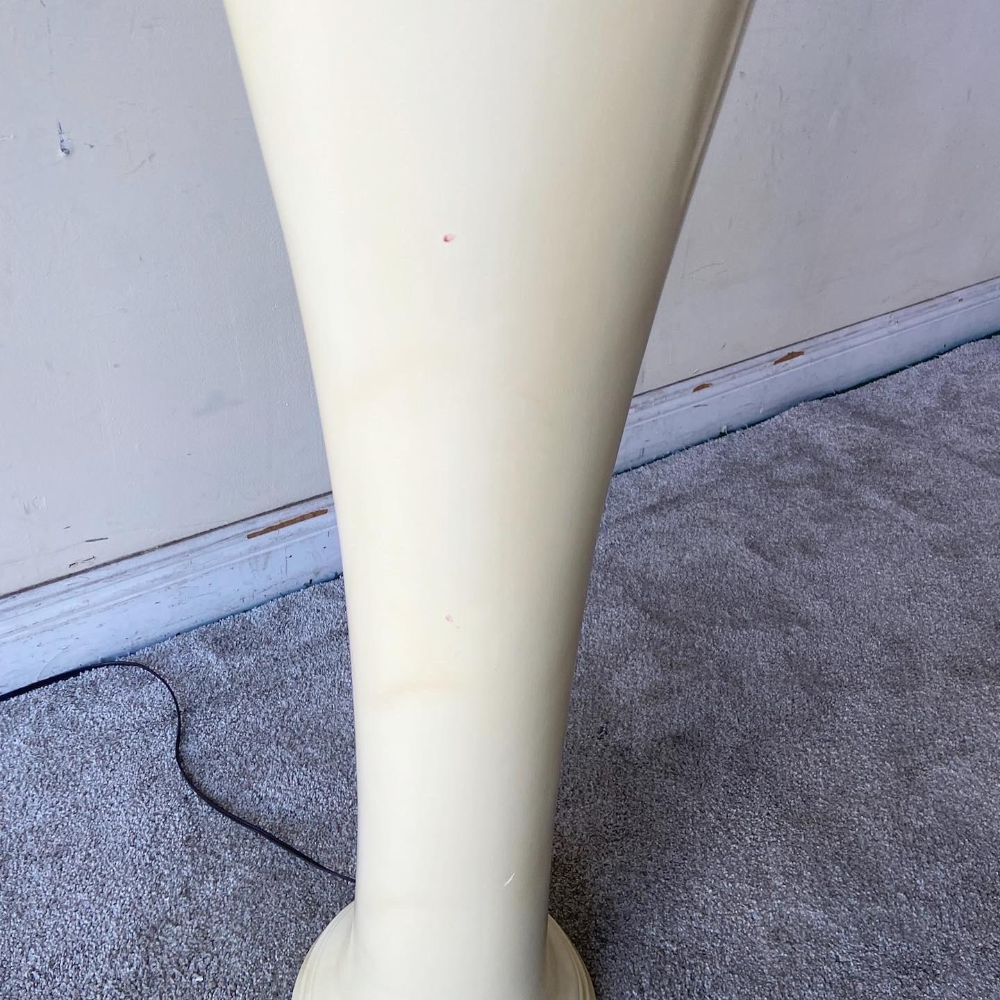 Post-Modern Postmodern Cream Lacquer Ceramic Floor Lamp For Sale