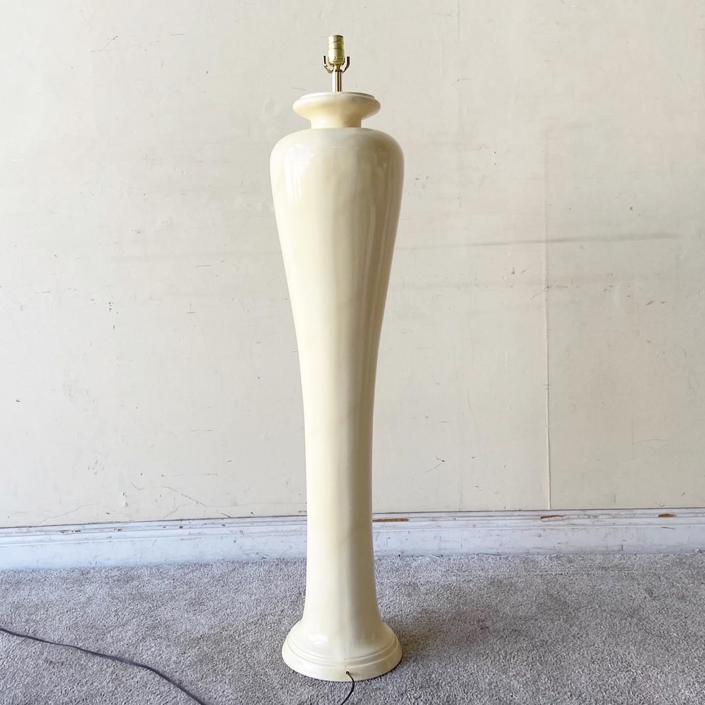 Late 20th Century Postmodern Cream Lacquer Ceramic Floor Lamp For Sale