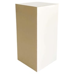 Vintage Postmodern Cream Lacquer Laminate Side Table/Pedestal