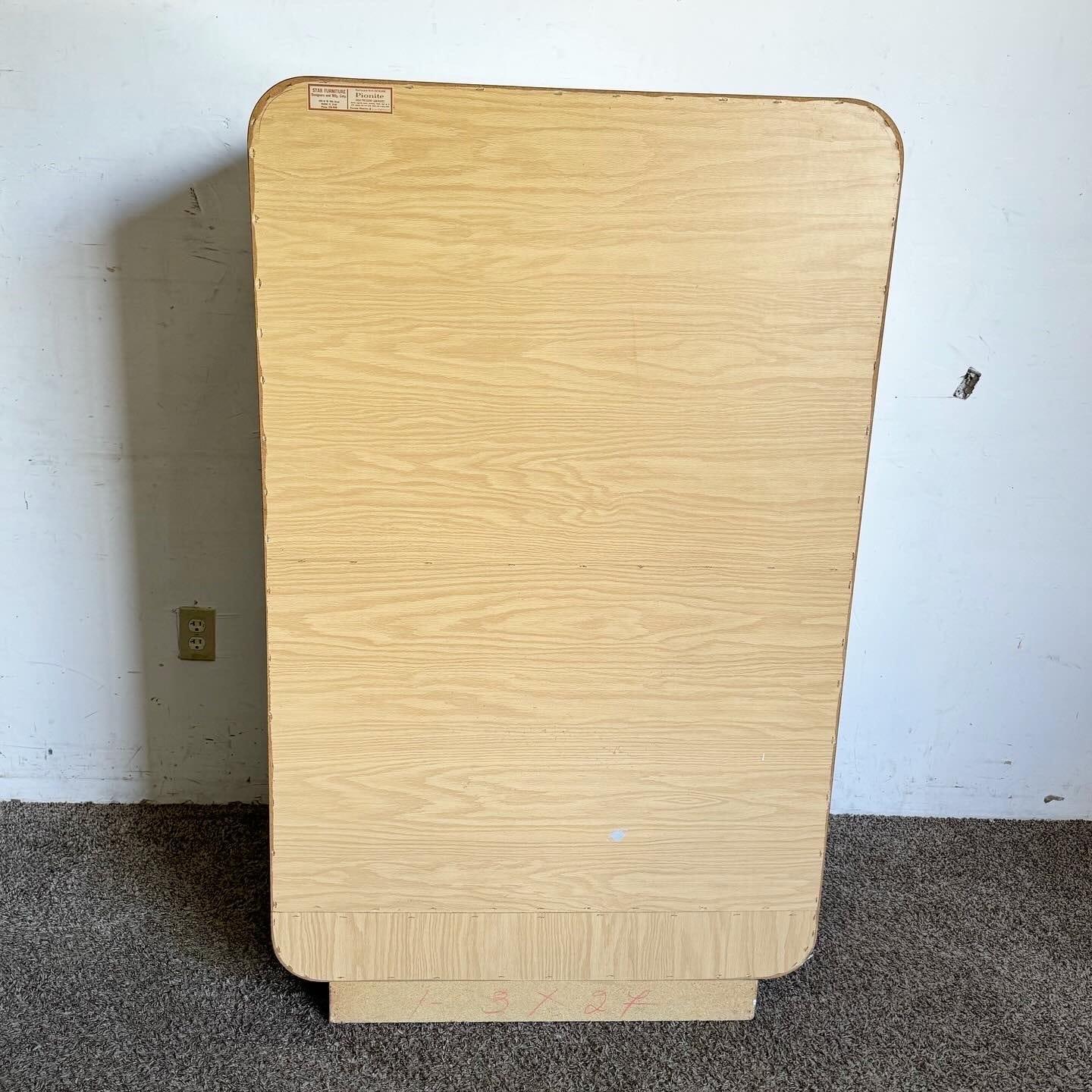Postmodern Cream Lacquer Laminate Waterfall Armoire 4