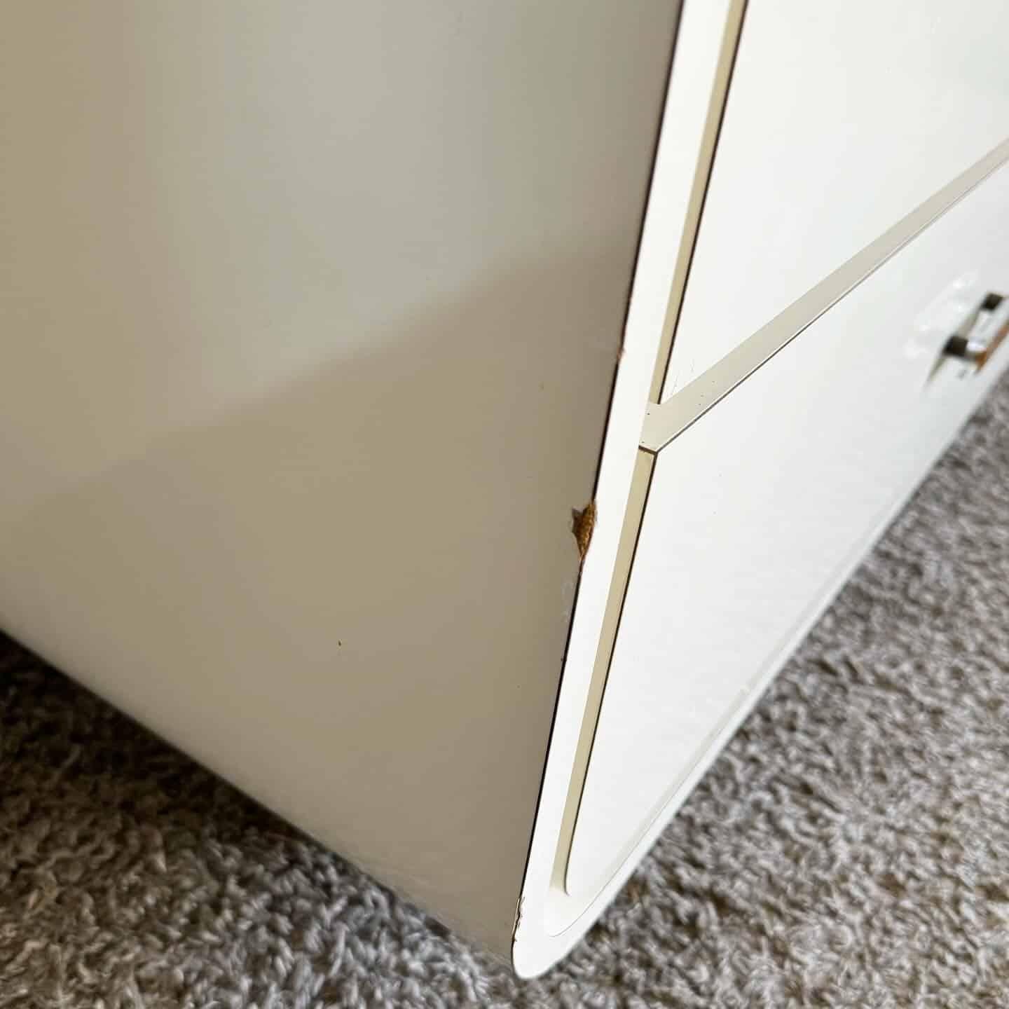 Wood Postmodern Cream Lacquer Laminate Waterfall Armoire