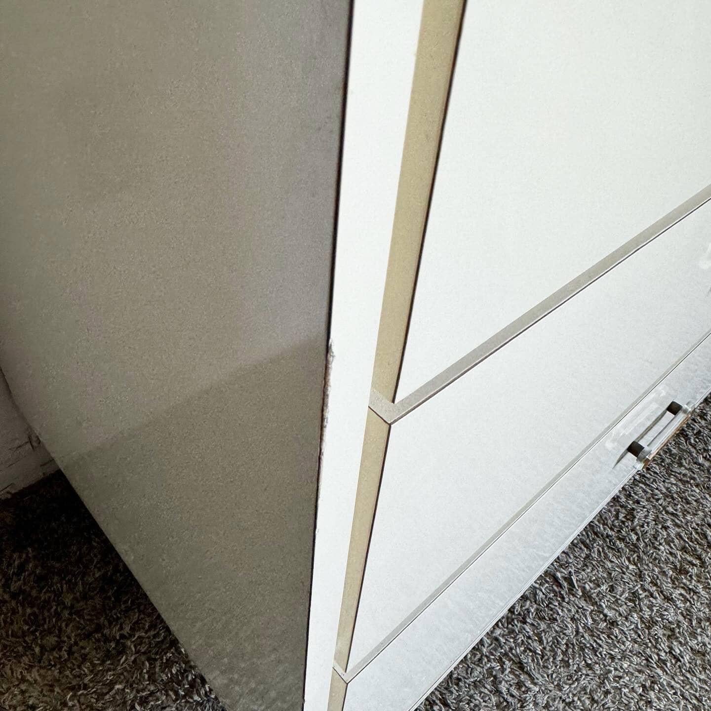 Postmodern Cream Lacquer Laminate Waterfall Armoire 1