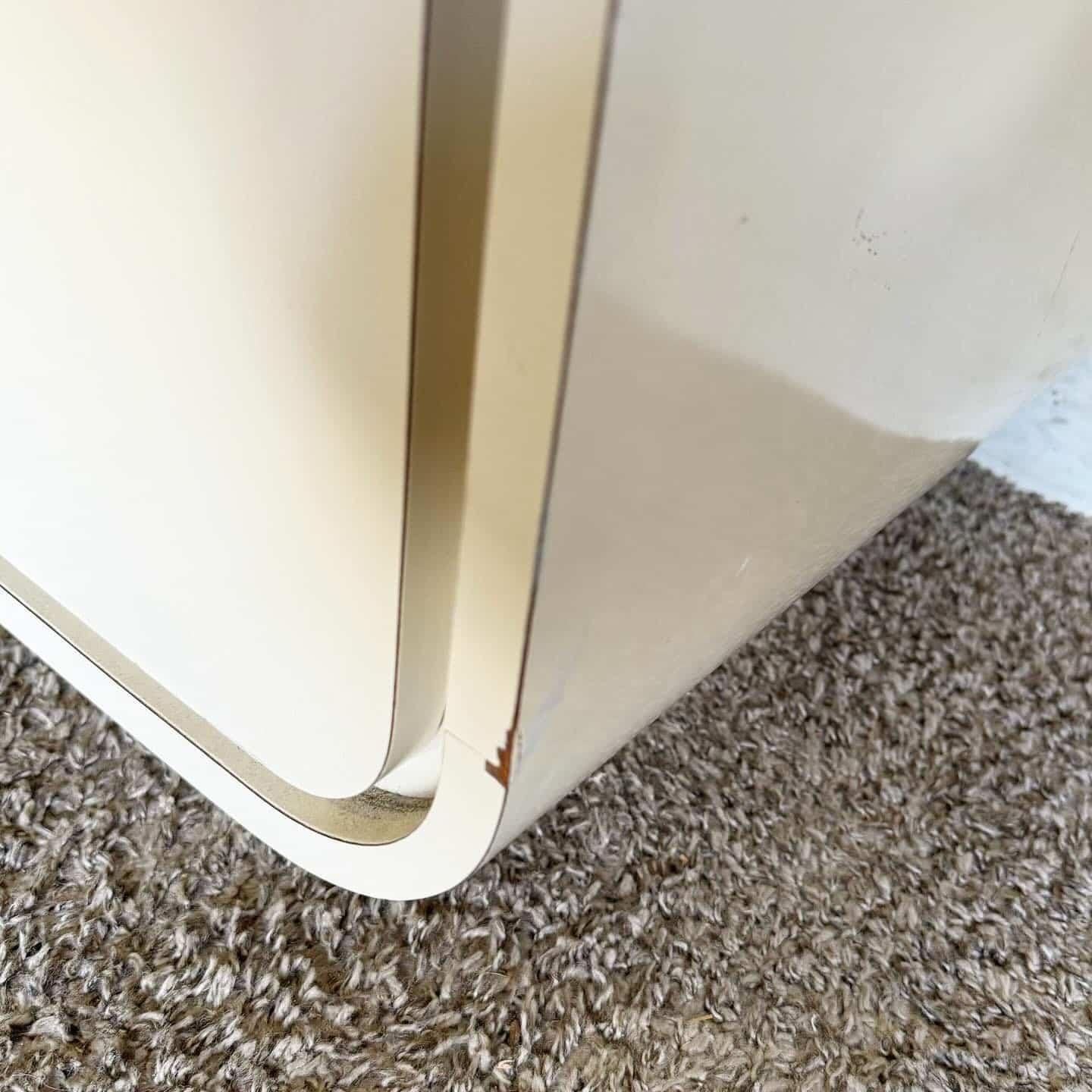 Postmodern Cream Lacquer Laminate Waterfall Armoire 2