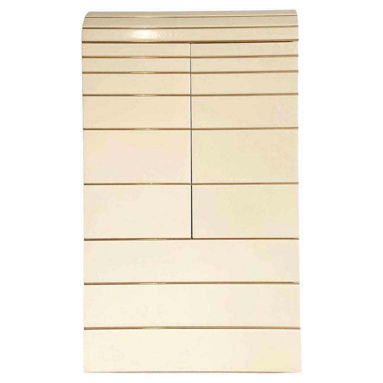 Postmodern Cream Lacquer Waterfall Armoire by Rougier For Sale at 1stDibs
