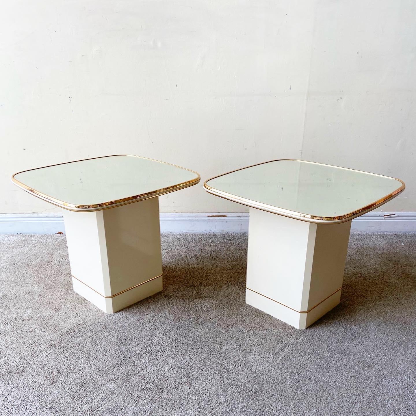 mirrored top side table