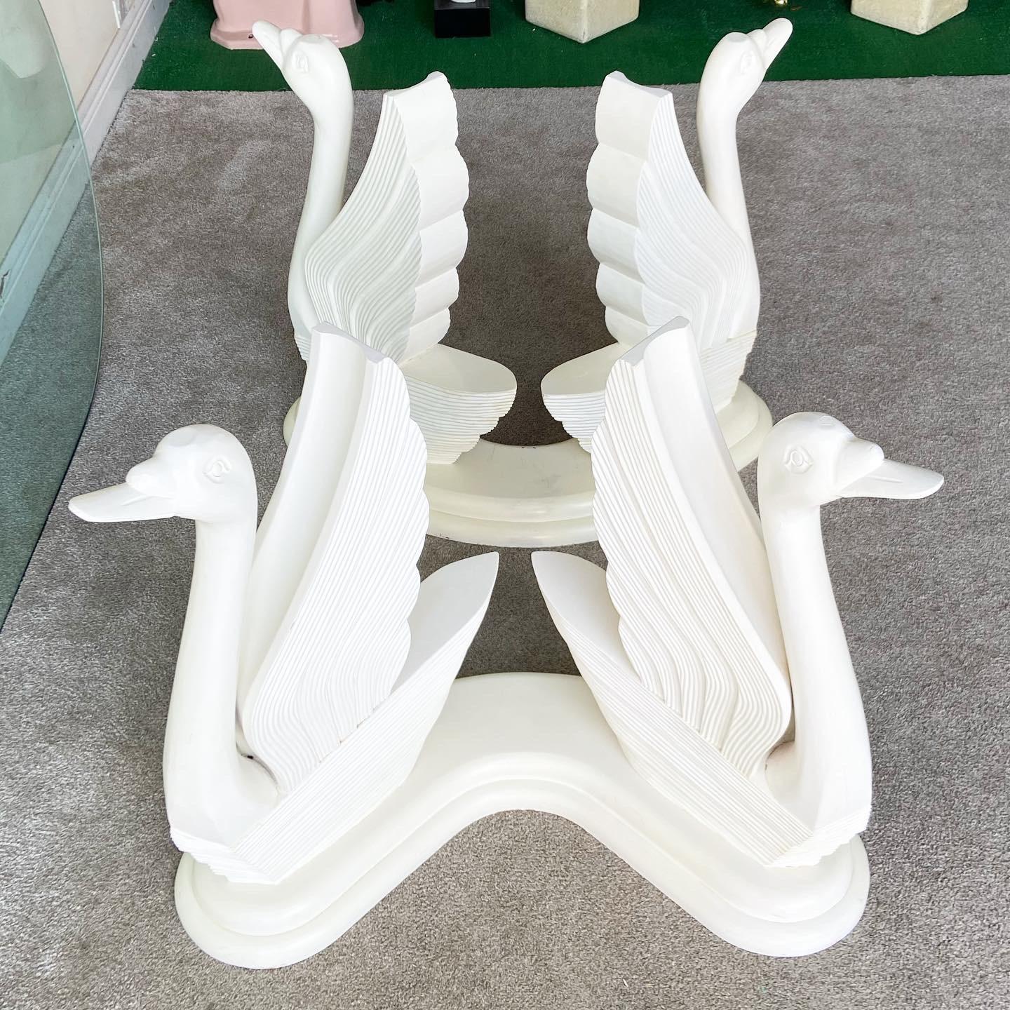 Postmodern Cream Plaster Swan Glass Top Dining Table 6